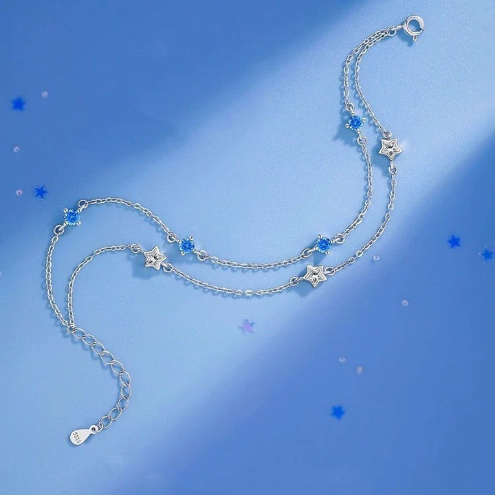 Double Circles Star Bracelet Female Fashion Blue Diamond