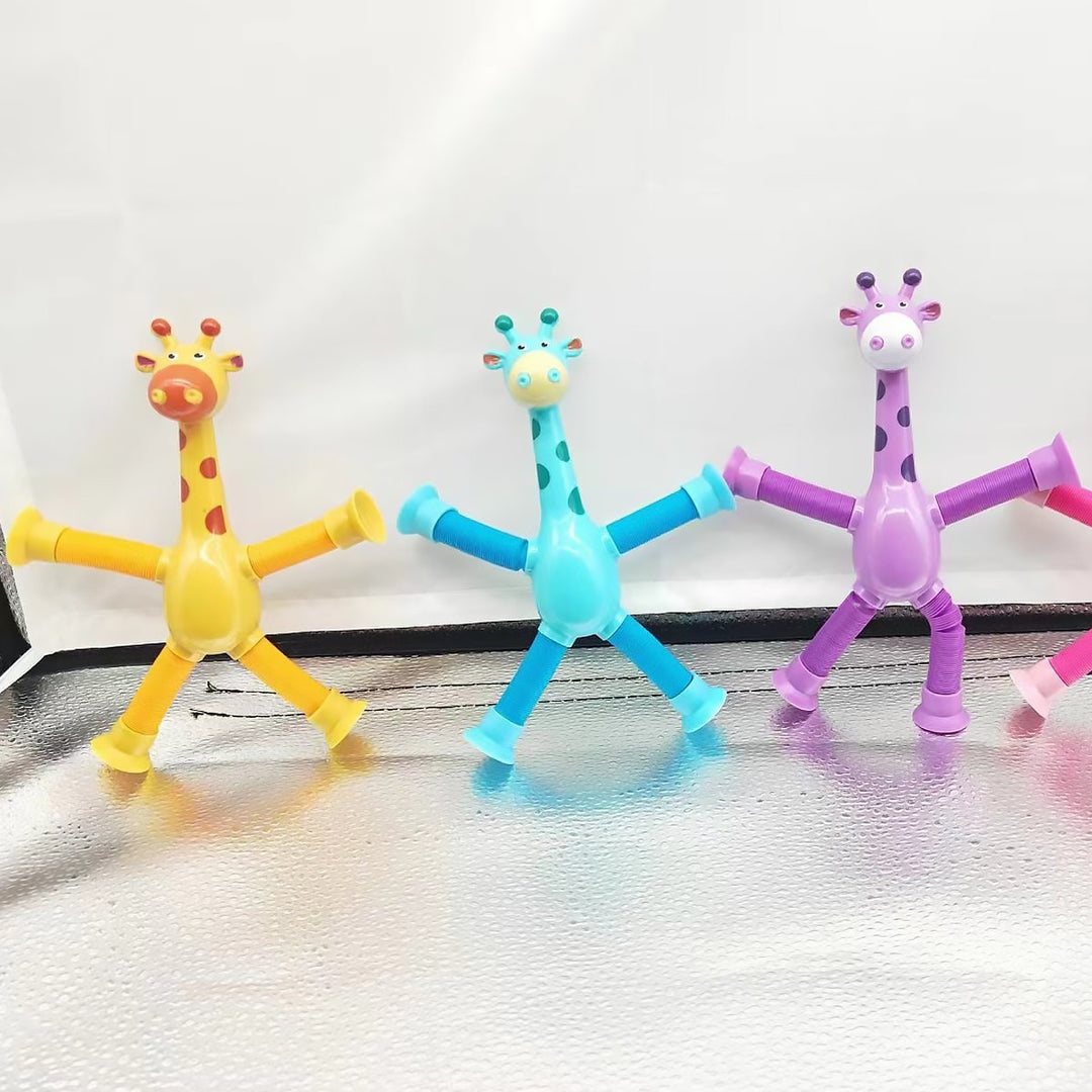 Giraffe buizen zintuiglijk speelgoed nieuwheid veer fidget speelgoed stretch buis stress relief speelgoed voor kinder verjaardagscadeau feest gunsten