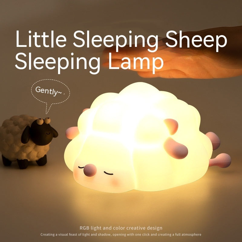 Sevimli silikon gece ışıkları koyun karikatür yatak odası lambası çocuklar için oda dekoru şarj edilebilir zamanlama, uyku gece ışığı