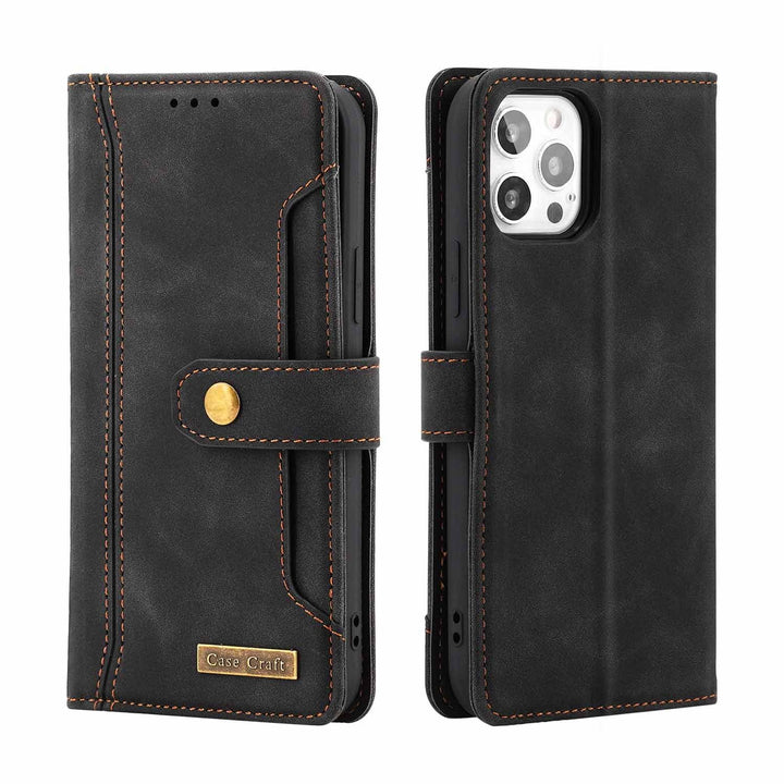 Magnetic Snap Protection Flap Wallet Leather Case