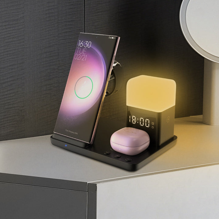 Wireless Charger 6-in-1 Small Night Lamp Alarm Clock