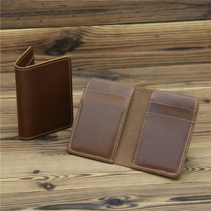 Cowhide Card Case Pocketの男性の最初の層シンプル