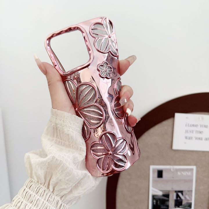 Electroplating Pleated Flower I Phone Case