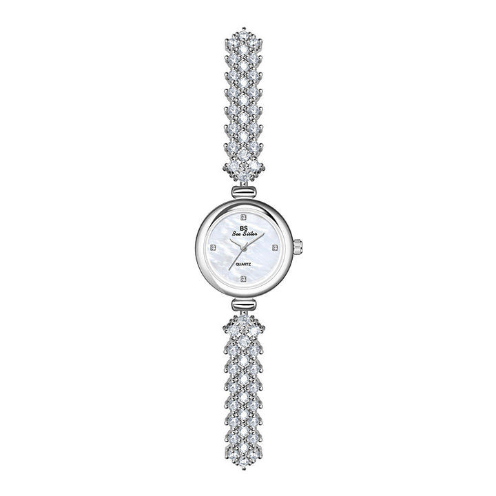 Zeemeermin licht luxe diamant klein goud en zilveren ketting horloge