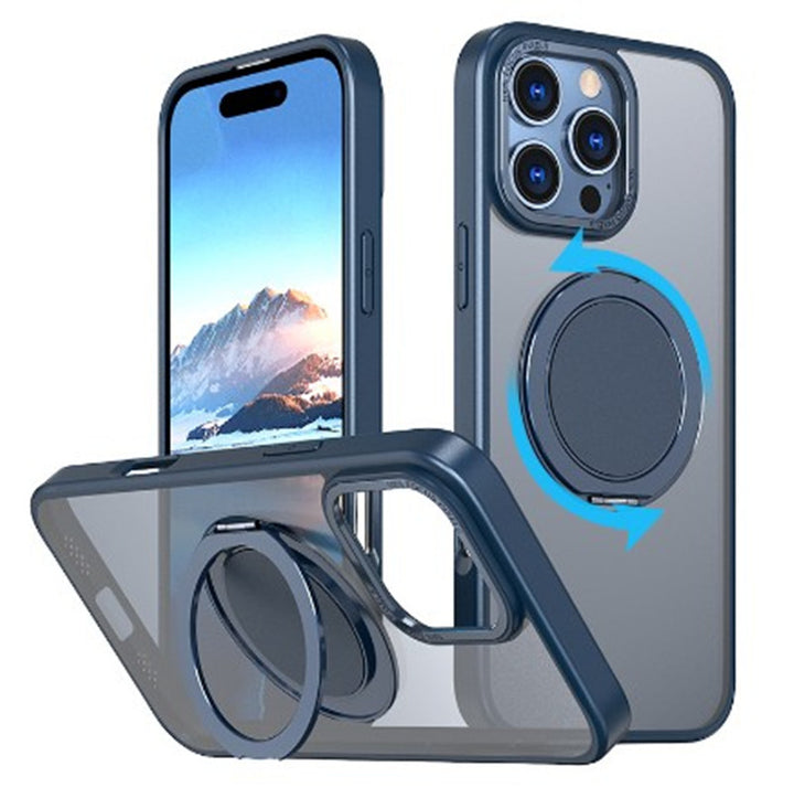 Magnetic Transparent 360 Rotating Bracket With Fulcrum Drop-resistant Phone Case