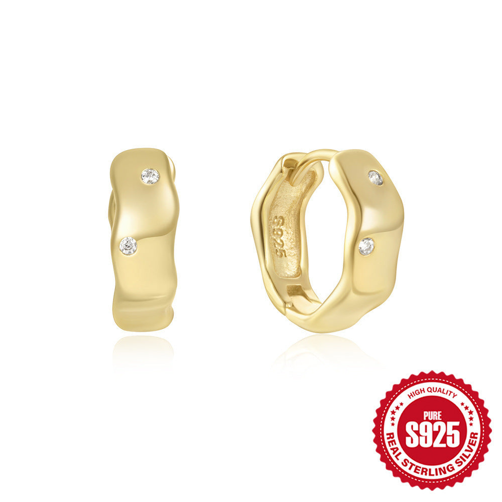 S925 Sterling Srebrne geometryczne eleganckie kolczyki w osadzonych diamentami dla kobiet