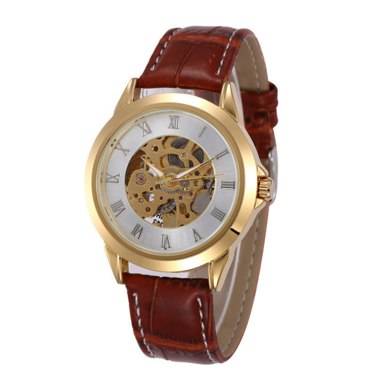 Moda masculina Hollowoud Out Automatic Mechanical Watch