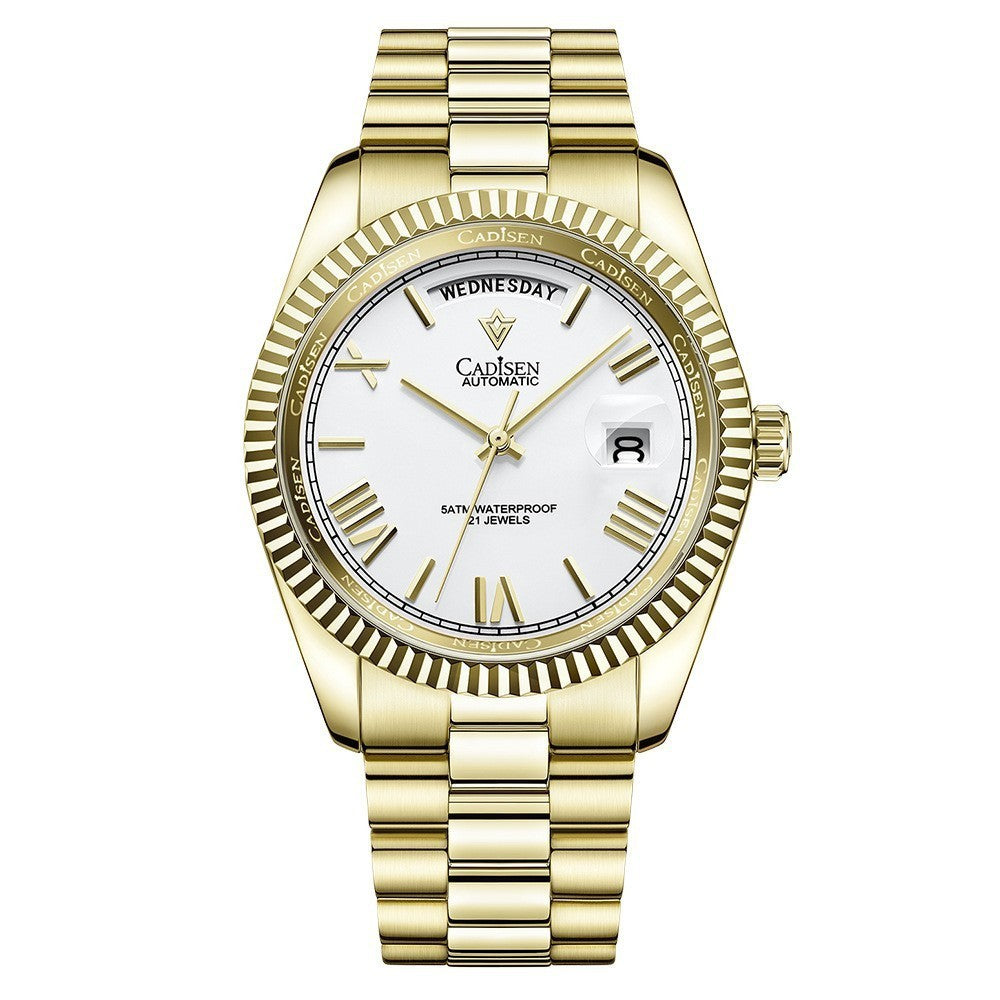 Shell en acier inoxydable automatique Mécanique des hommes Sapphire Calendrier Watch