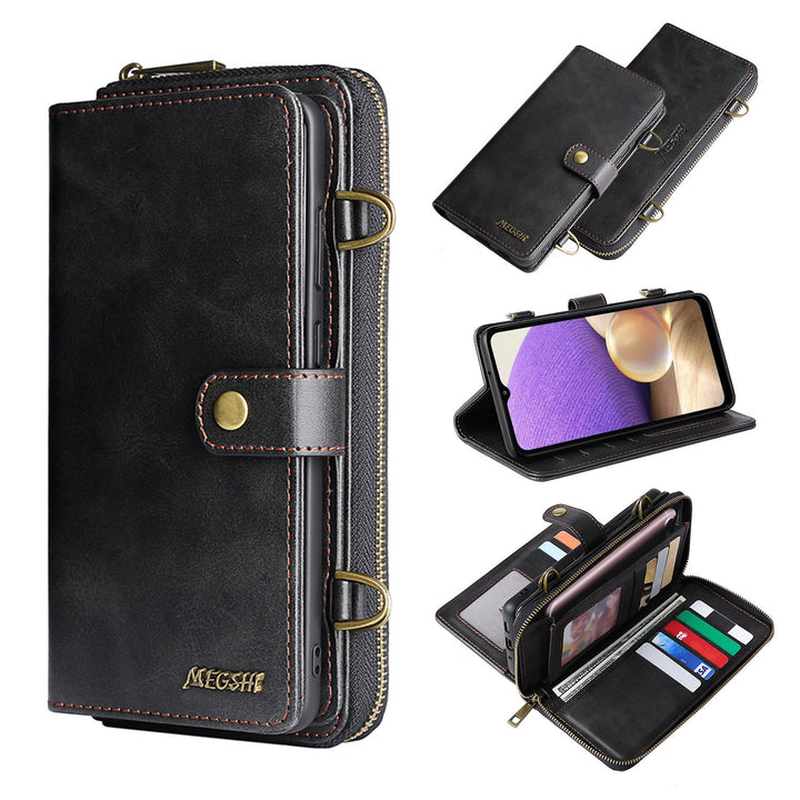 Kompatibel mit multifunktionaler Brieftasche, Mobiltelefonhülle, Handy Leder -Hülle diagonal