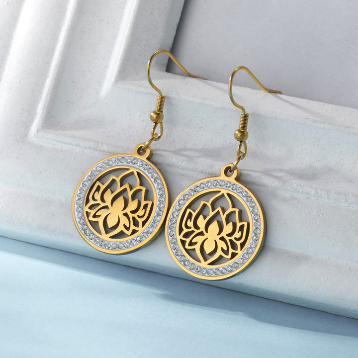 Hollowed-out Lotus Pattern Women's Stainless Steel Earrings