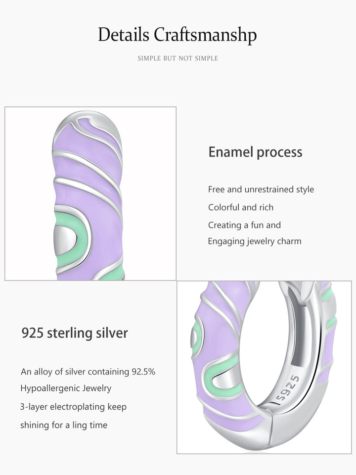 S925 Sterling ezüst lila szüreti csepegő geometriai fülbevalók