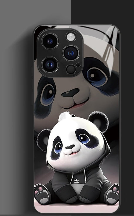 Panda Téléphone Couette mignon Carton National Treasure Glass Hard Hard