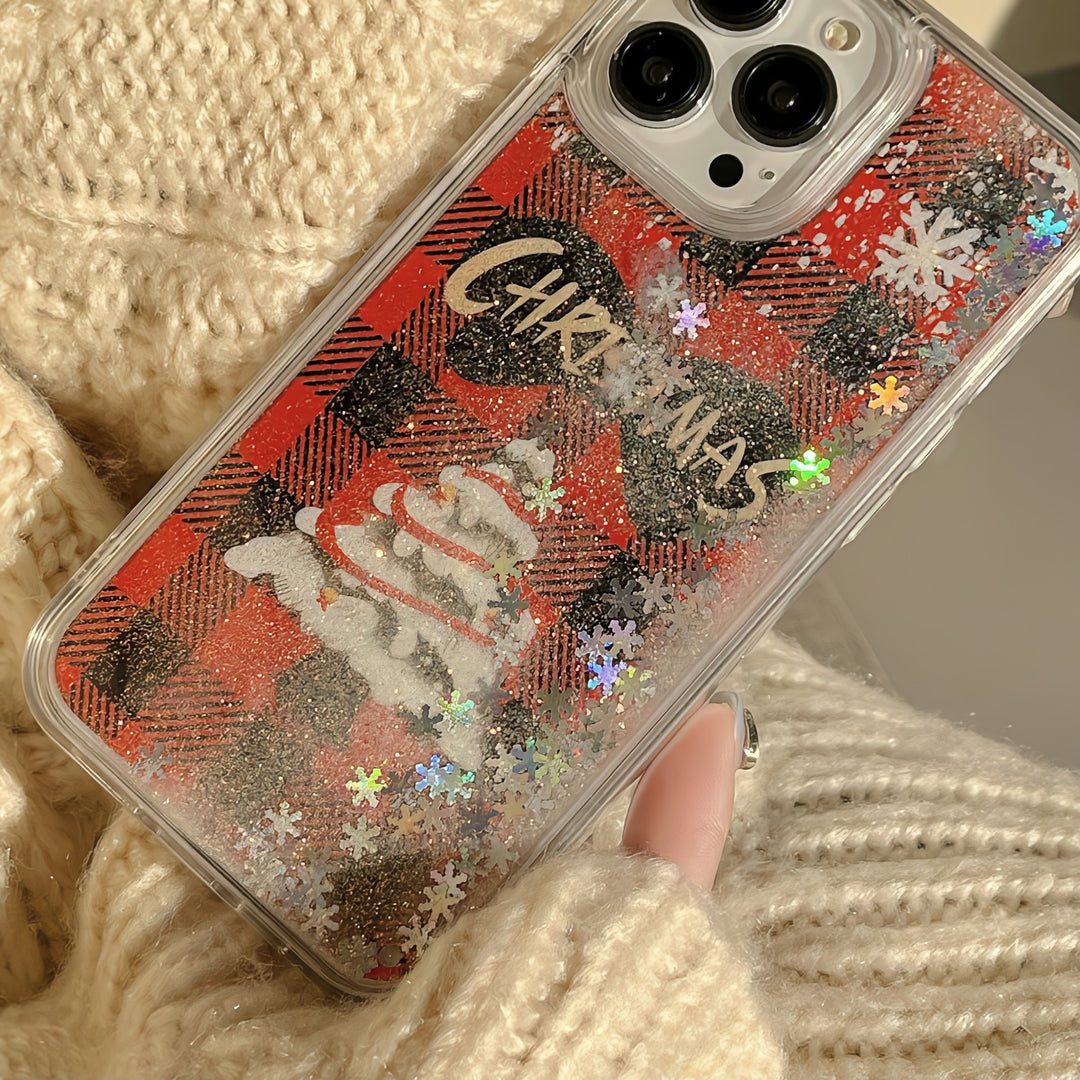 Christmas Tree Quicksand Snowflake Protective Cover Phone Case