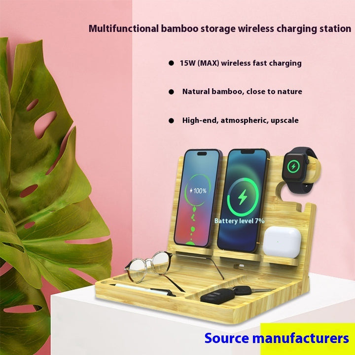 Multifunctional Bamboo Wireless Charger Bracket