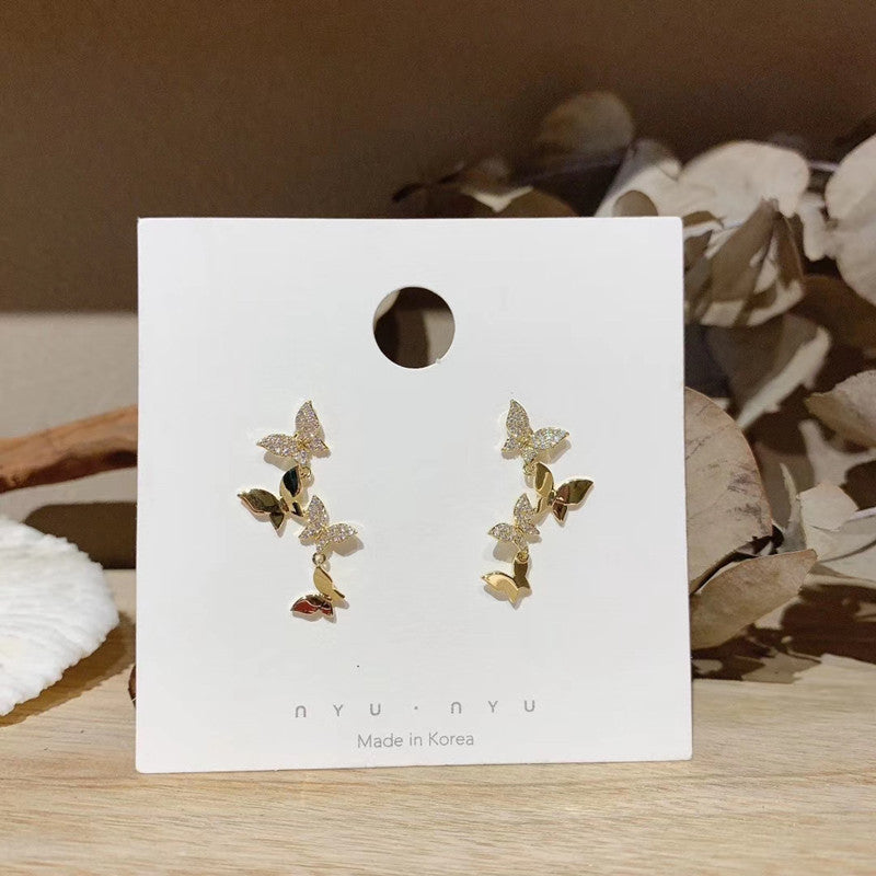 Tempérament des femmes boucles d'oreilles de papillon coréen pour femmes avec diamants