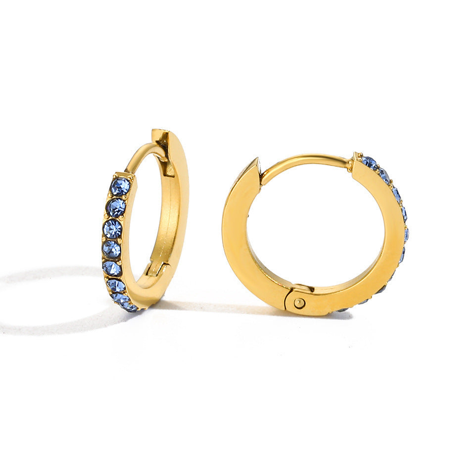 Легкие роскошные полные алмазные круглые серьги с кольцом