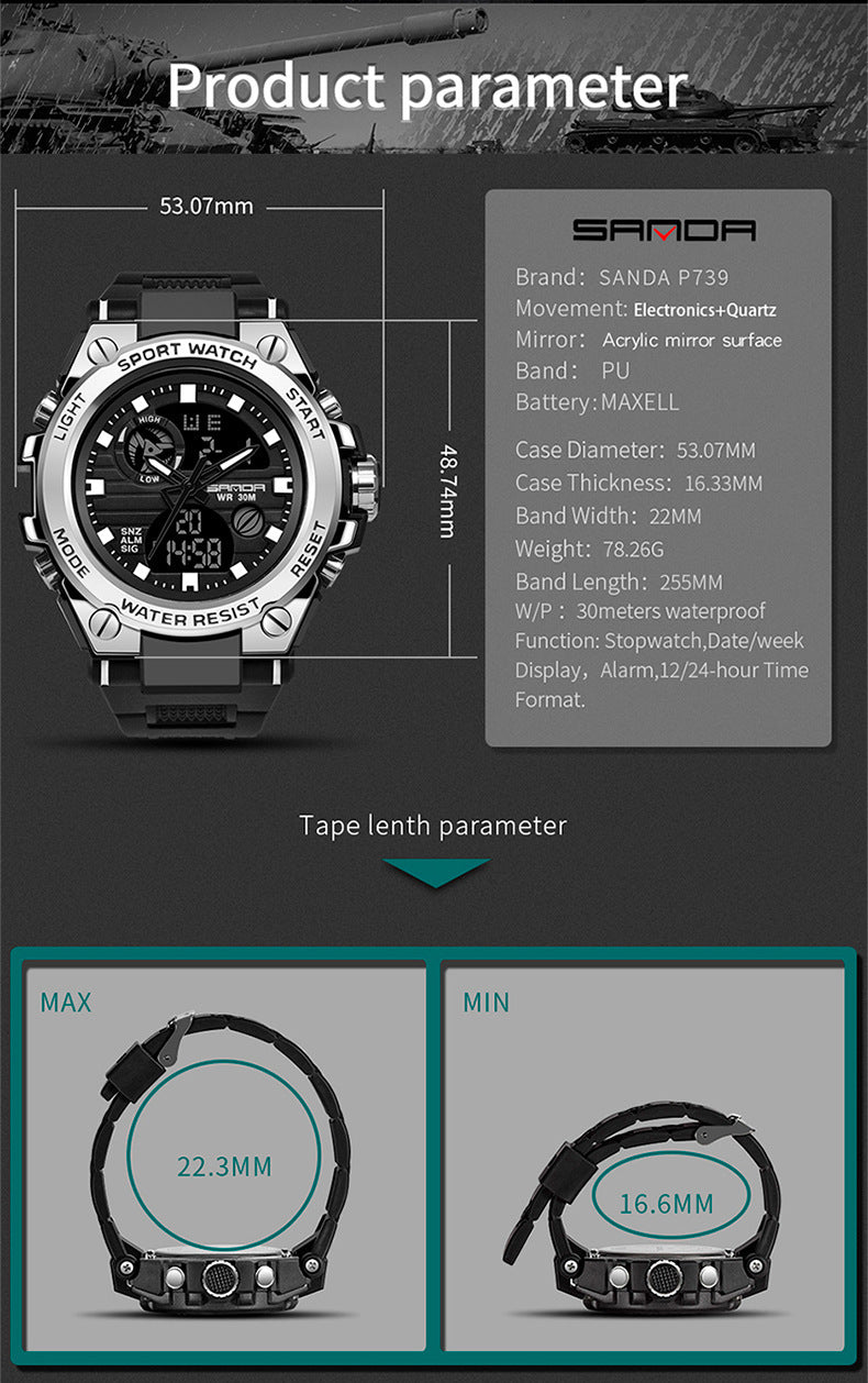 Tendy Multifonctional Digital Imperproping Electronic Watch