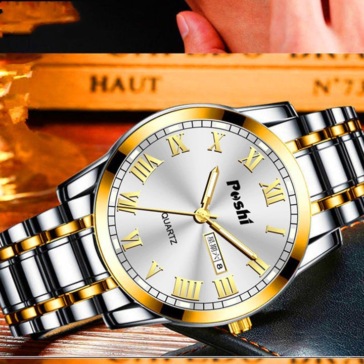 Men's Watch Steel Band Double Calendar Luminous Waterproof