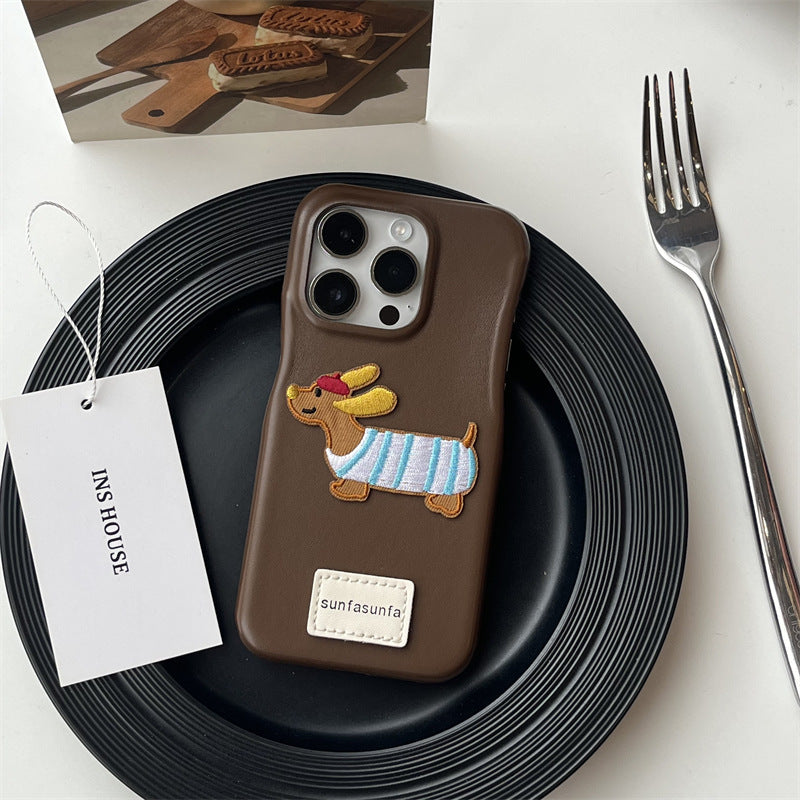 High-grade Leather Sausage Dog Phone Case