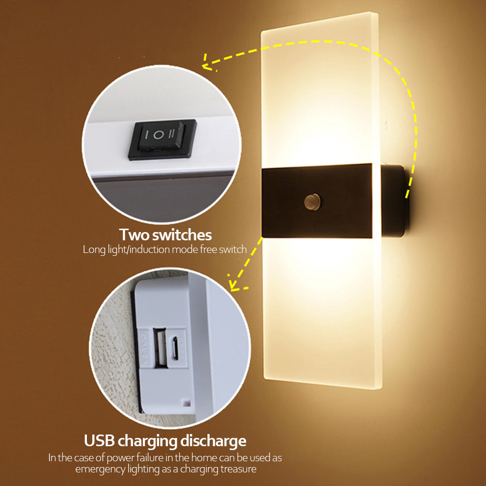 Binnendetectie USB -laadwandlamp