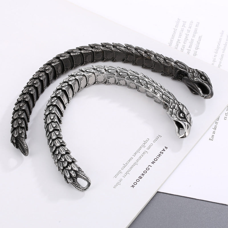 Creative Brățară pentru bărbați exagerate în formă de șarpe, în formă de șarpe, brățară masculină exagerată din oțel oțel oțel din oțel din oțel titanon