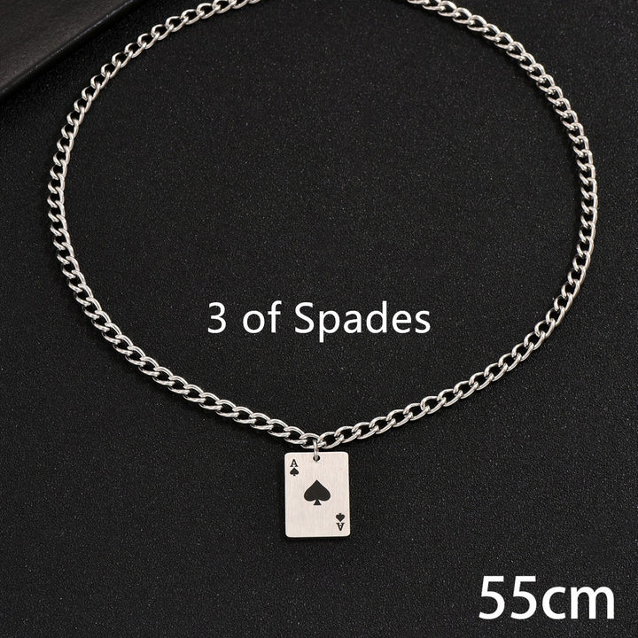 Creative Stainless Steel Poker Black Peach A Necklace For Men