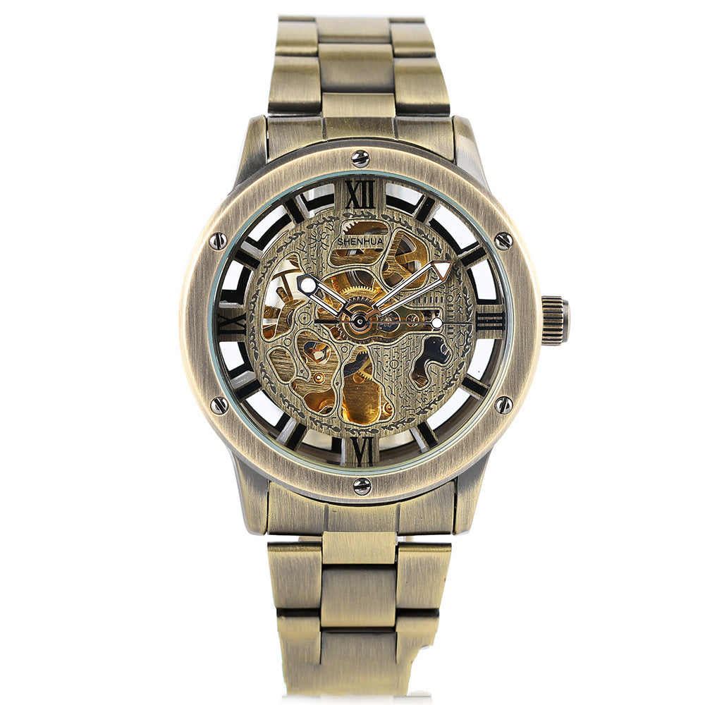 Shenhua Men's Fashion Hollowed Retro Automatic mécanique Automatique