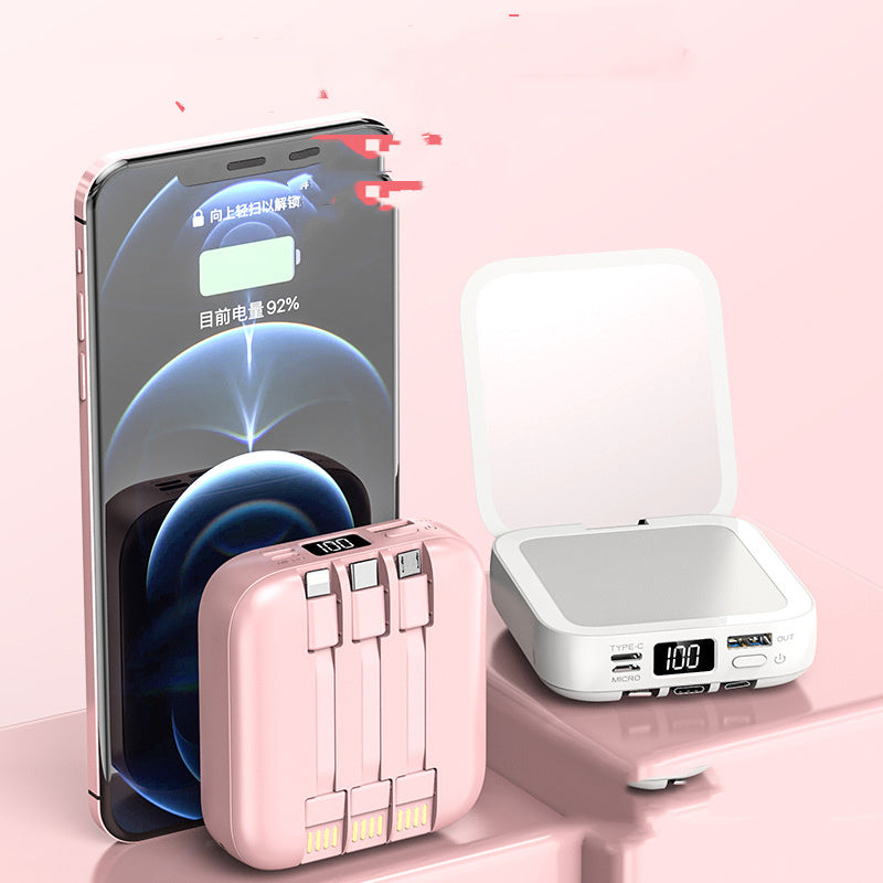 Beauty Mirror Power Bank viene con cable portátil mini