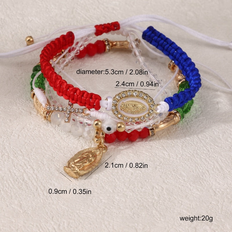 Cross Border Hot Selling Four Piece Set of Bohemian Style Virgin Mary Beaded Rope Set Armbånd