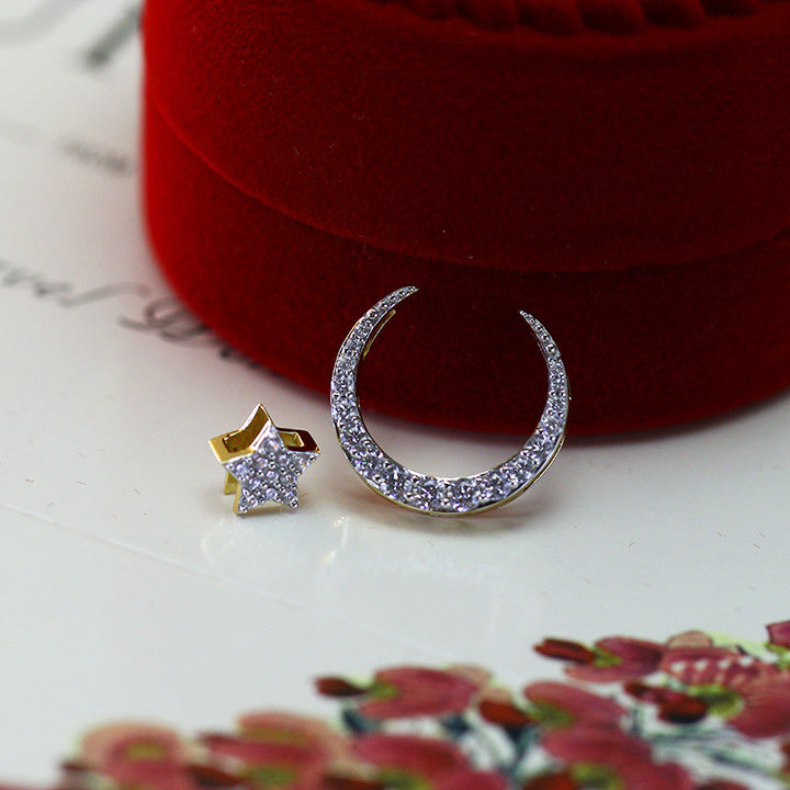 Colier cu diamante de pentagram cu două culori argintii sterline pentru femei