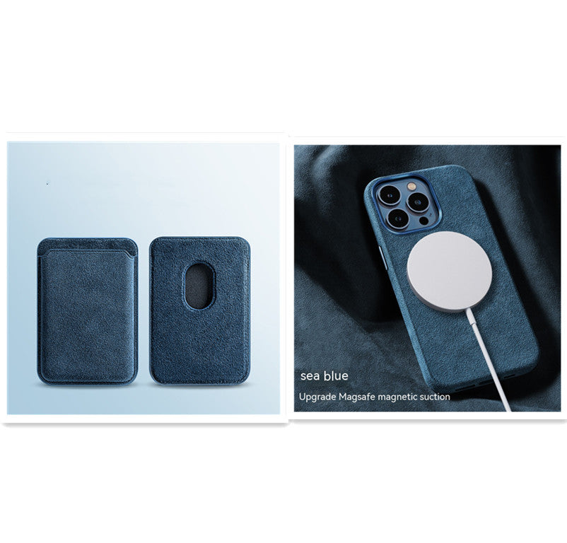 Carcasă de protecție de înaltă calitate pentru telefon din piele de căprioară, încărcător wireless