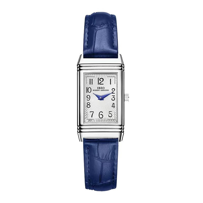 Reloj de cuero cuadrado Flip Women's