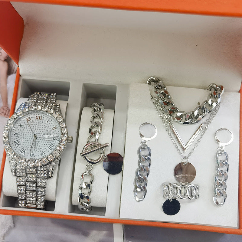 Joya para mujeres Joyas Conjunto de 5 piezas New Quartz Watch Traje de regalo Muñeco de la pulsera