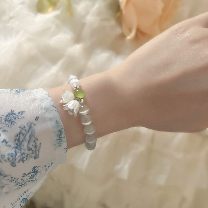 Fairia retro Linglan Flower Breaded Bracelet para mulheres