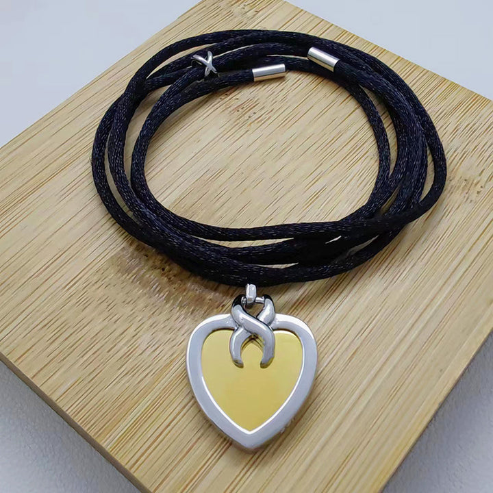 Heart Copper-plated Gold Adjustable Long Leather String Necklace
