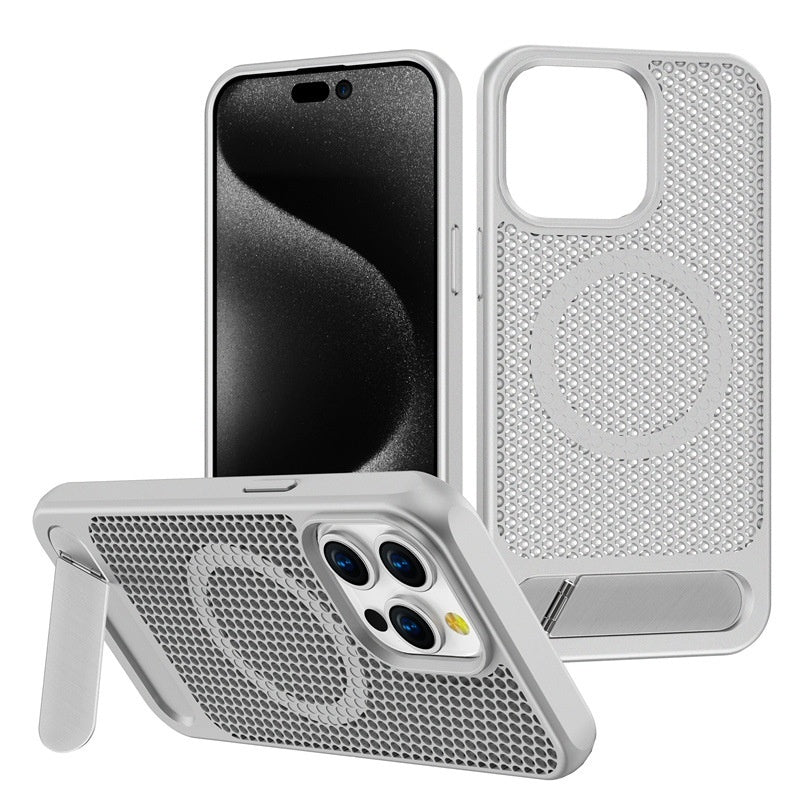 Bracket Phone Case Suitable Grid Cooling Magnetic Suction