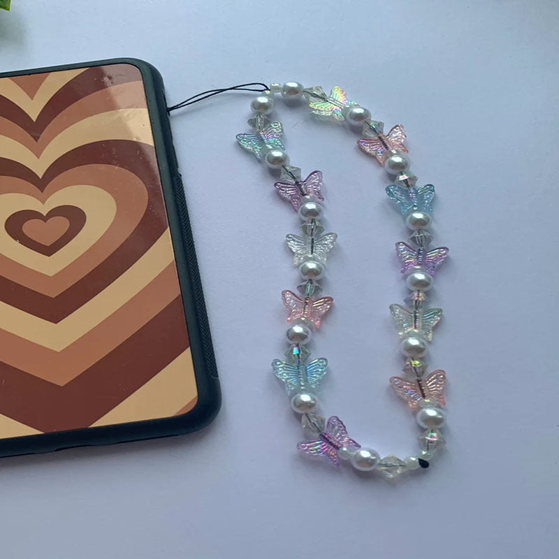 Symphony Crystal Butterfly Phone Chain Female