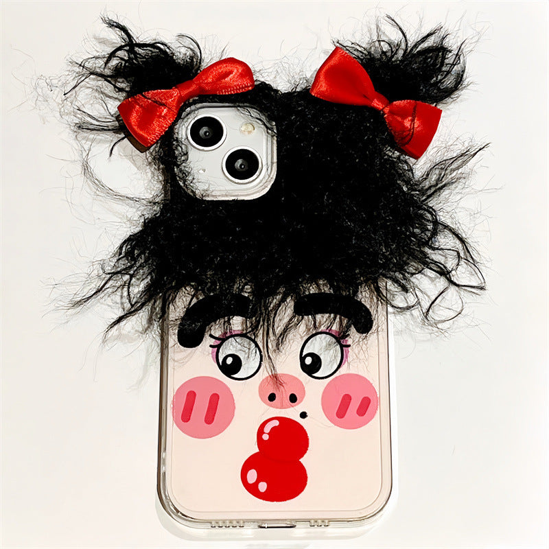 Funny Hair Phone Case Ausdruck Paar japanischer und südkoreanischer Stilschutzhülle