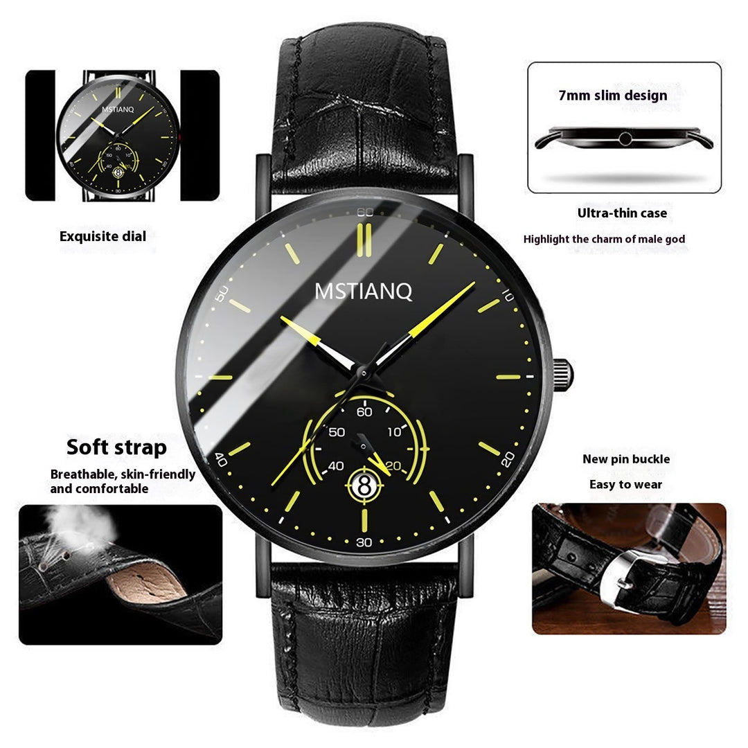 Trade Watch Stylish Black Technology Belt Raffinierte Stahl Korean Casual Calender