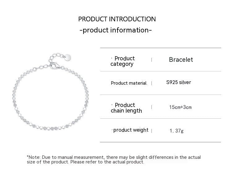 Women's Special-interest Design S925 Sterling Silver Sequined Bracelet