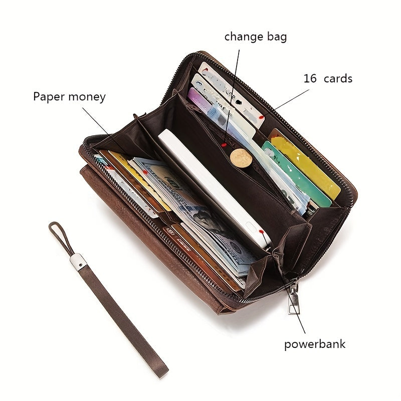 Neue Männer Brieftasche Langer Mode Soft Wallet Reißverschluss Multi-Card-Brieftasche Mobiltasche große Kapazität