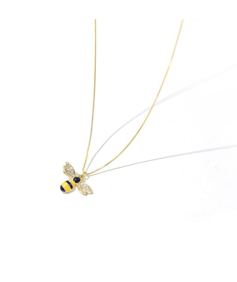Bee Zircon Drip Glazed Pendant Necklace