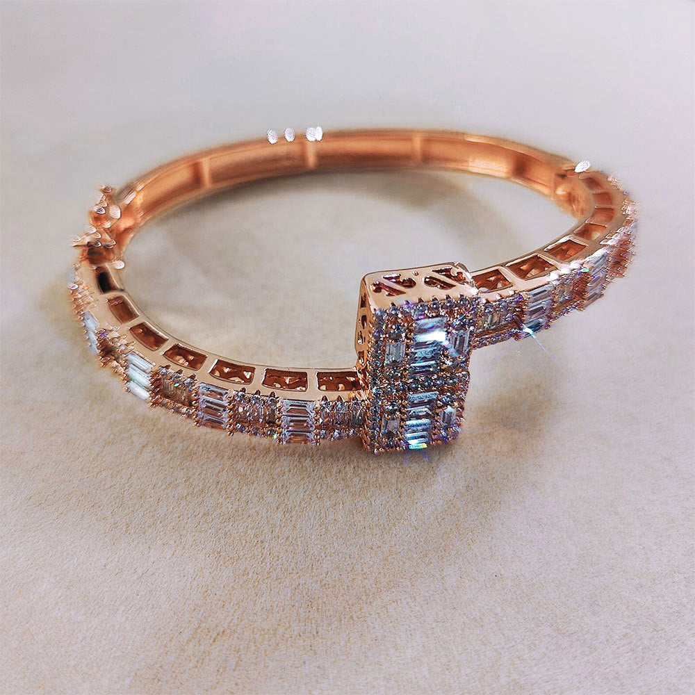 Men's Mixed Inlaid T-Square Zircon Bracelet