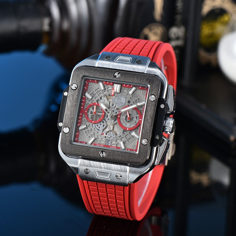 Quartzo Hollow Square assista homens de silicone multicolor