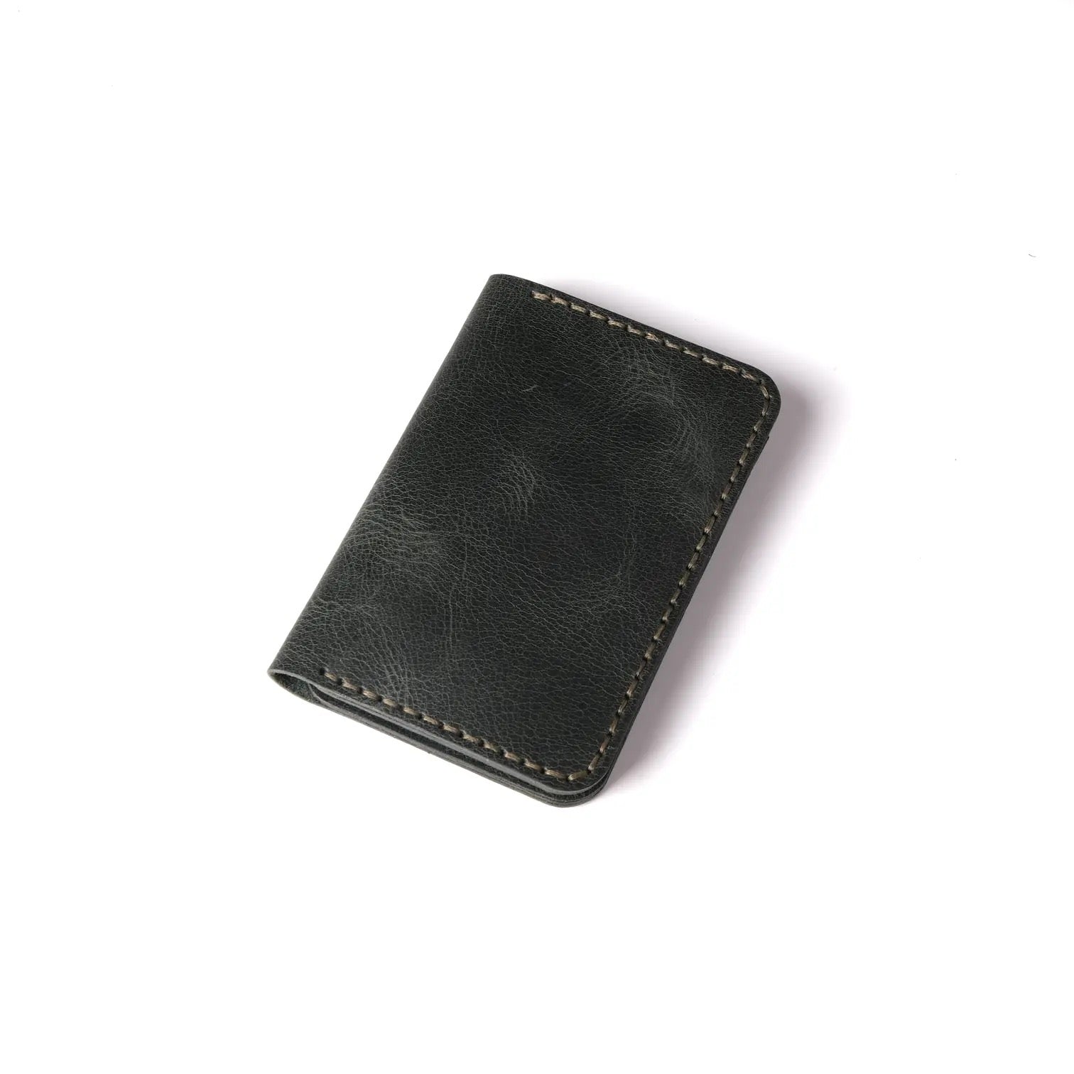Vertical handmade leather wallet Khaki