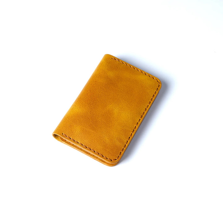 Billetera de cuero hecha a mano vertical marrón claro