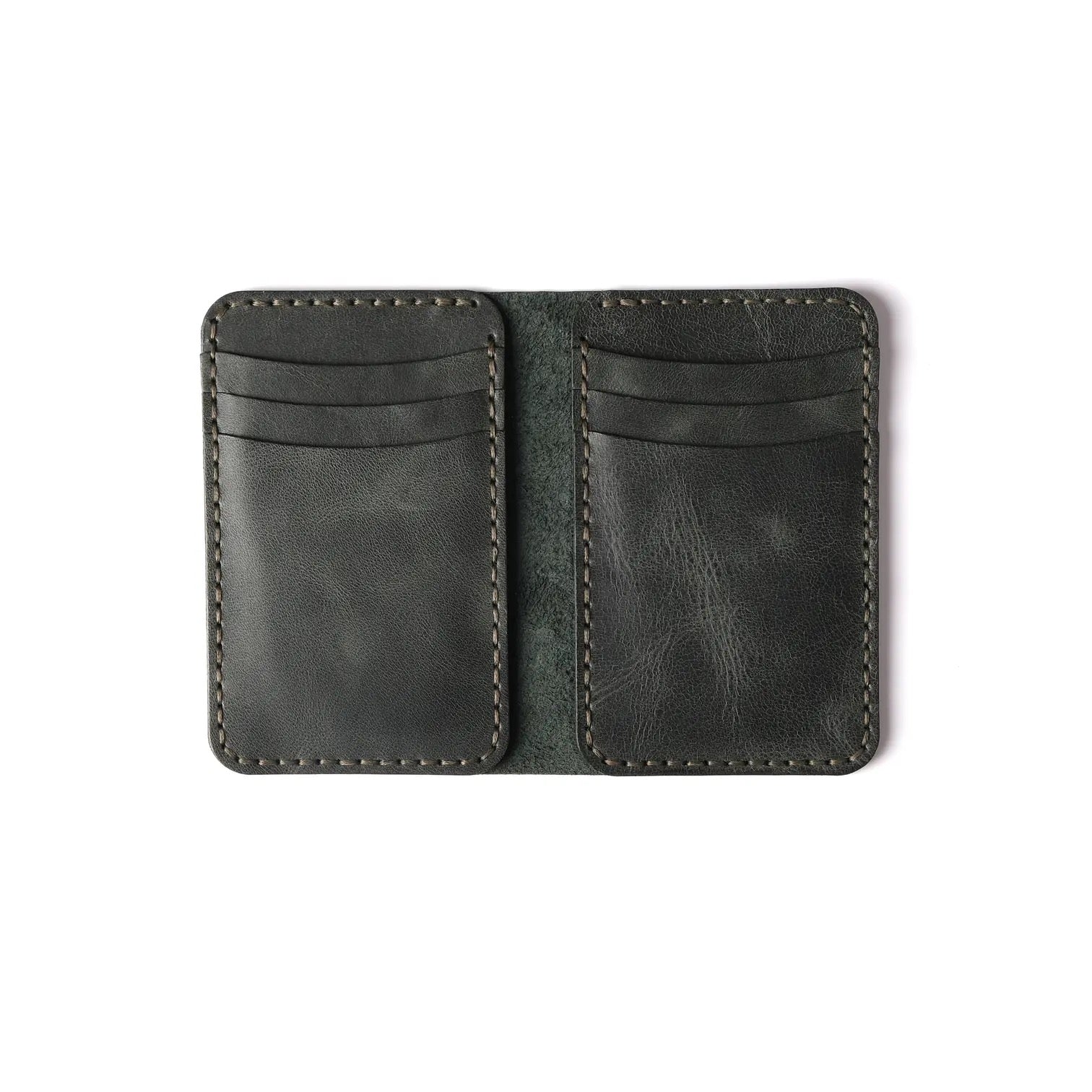Vertical handmade leather wallet Khaki