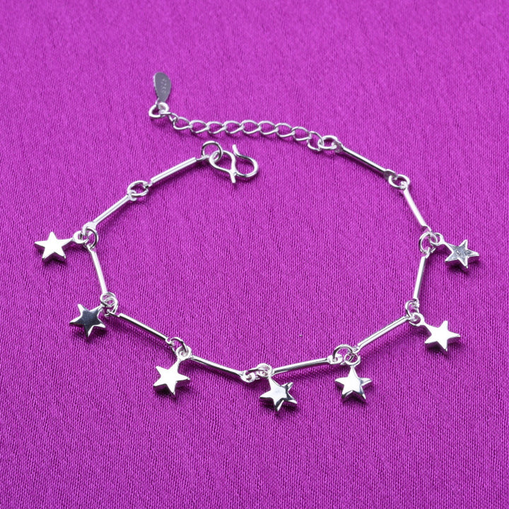 Women's Silver Anklet Bamboo Star Five-pointed Star Silver-plated Bracelet