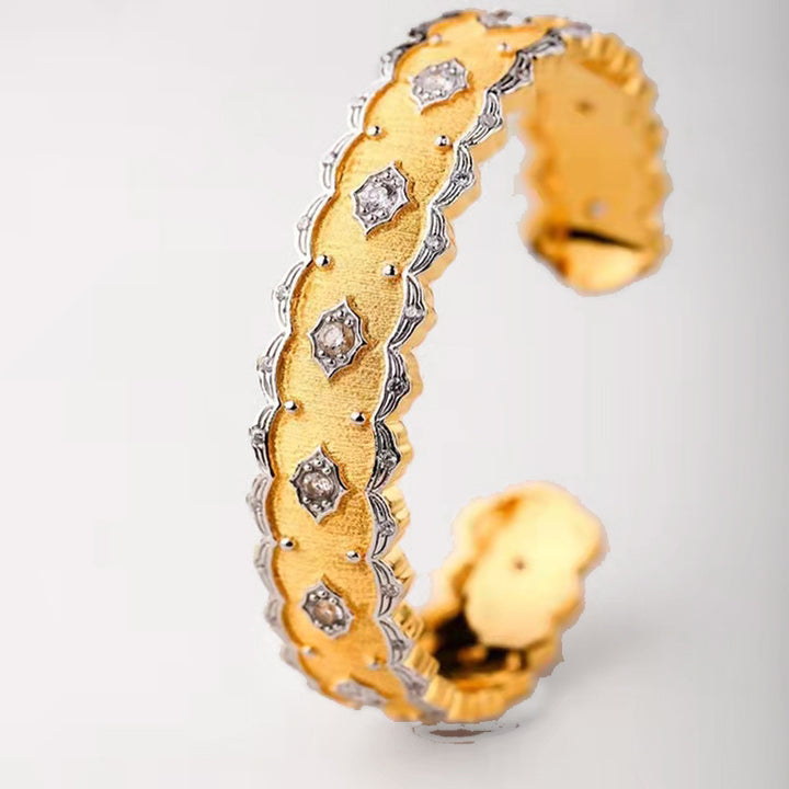 Hopea kultainen tuomioistuimen timantti -inlay -rannekoru