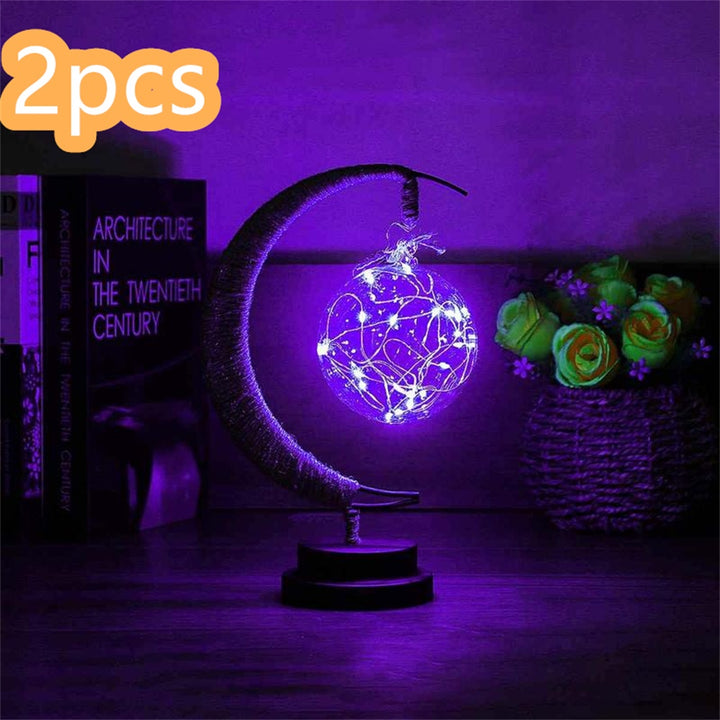 Led Moon Light Smeedijzeren ornament Lichte Star Vorm Koperdraad Licht Decoratief licht USB -batterij